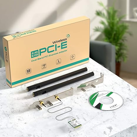 E029 WiFi 6 Wireless Card AX210 NGW Bluetooth 5.3 Dual Band 5400Mbps for Desktop PC Supports Windows 10/11 (64bit) M.2/ NGFF Includes Ipex Cable, 5dBi Antennas and Brackets