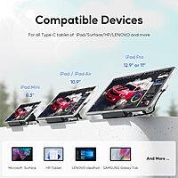 9 in 1 iPad & Tablet Docking Station/Hub for iPad/Tablet Foldable Stand with HDMI 4K@60Hz, SSD Slot (SSD Not Incl), USB-A/C 3.2-10Gbps, USB-A 2.0, SD/TF, 3.5mm Audio Jack, 100W PD
