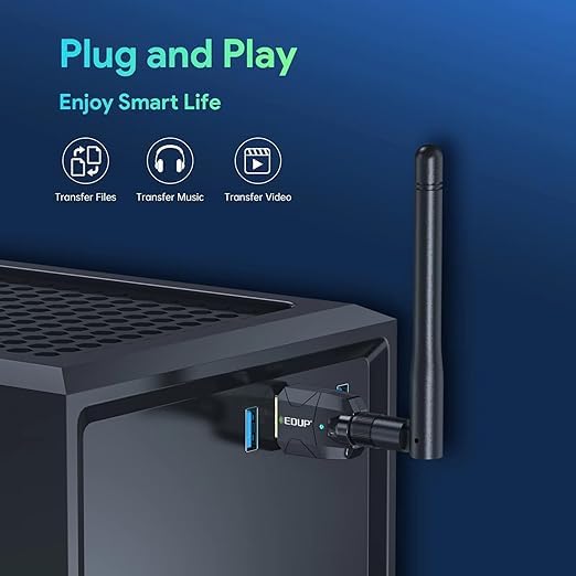 USB Bluetooth 5.4 Adapter for PC, Driver Free, Long Range Bluetooth Stick Rx & Tx Compatible with Windows 11/10/8.1, (Need to Disable Built-in Bluetooth of PC). Not Copmatible with iOS & Linux