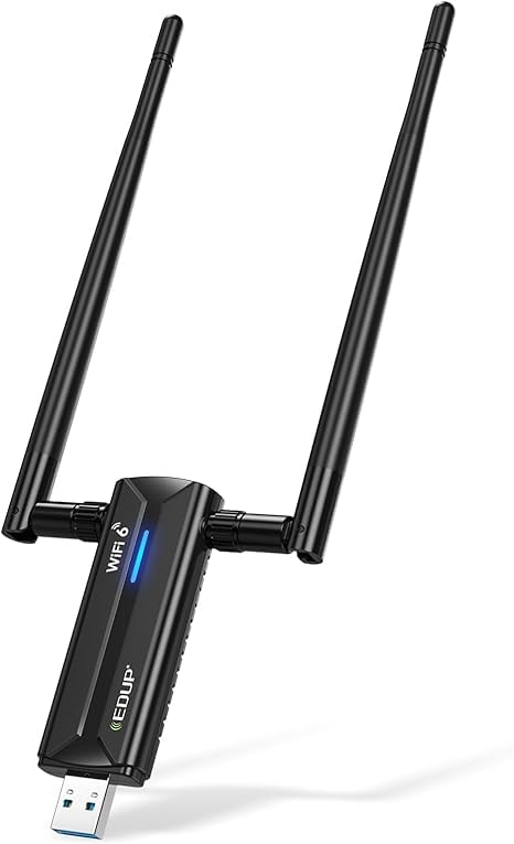 WiFi 6 USB 3.0 WiFi Adapter for PC, AX5400M 802.11AX, Tri-Band, Dual 5dBi Antennas, EDUP Wireless USB WiFi Dongle Network Adapter for PC Laptop, Only Compatible with Windows 11/10