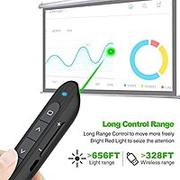 Norwii N76 Rechargeable Presentation clicker with Green Laser Pointer, Long Range Presentation Remote, Slide Control (Black) Not compatible with LED LCD TV