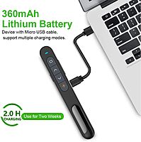 Norwii N76 Rechargeable Presentation clicker with Green Laser Pointer, Long Range Presentation Remote, Slide Control (Black) Not compatible with LED LCD TV