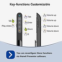Norwii N76 Rechargeable Presentation clicker with Green Laser Pointer, Long Range Presentation Remote, Slide Control (Black) Not compatible with LED LCD TV