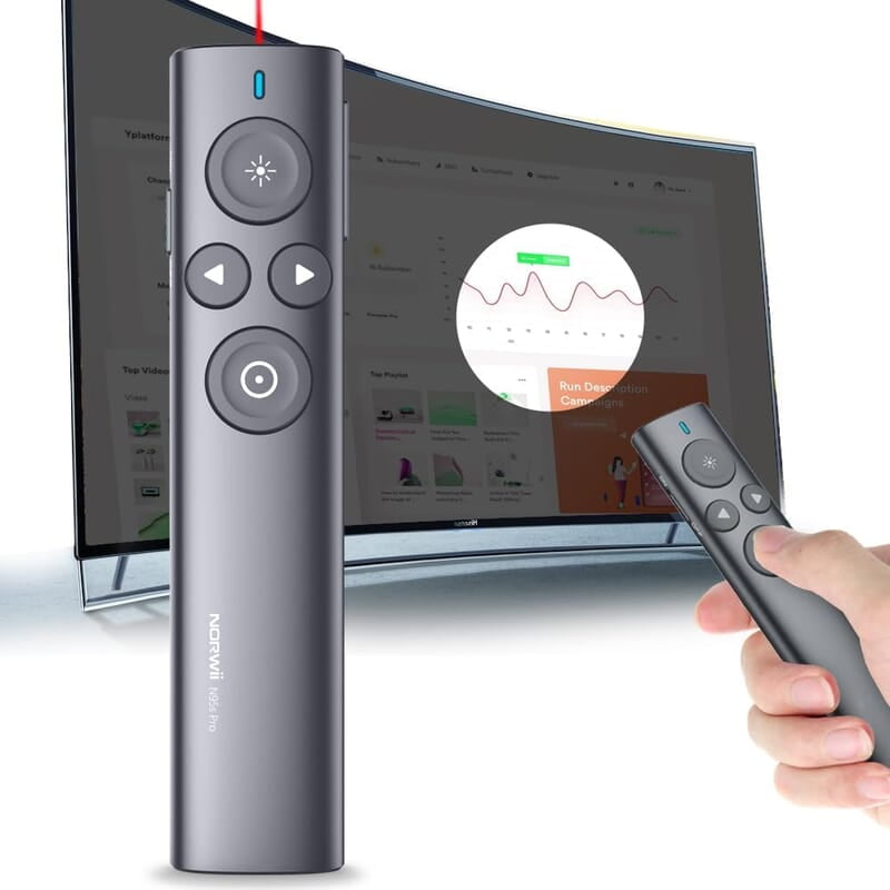 NORWII N95s Pro Highlight Presentation Remote with Digital Laser for TV LED LCD Screen, Dual Laser Presentation Clicker for Powerpoint Presentation, Wireless Presenter Clicker with Mouse & 64G UDisk