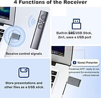 NORWII N95s Pro Highlight Presentation Remote with Digital Laser for TV LED LCD Screen, Dual Laser Presentation Clicker for Powerpoint Presentation, Wireless Presenter Clicker with Mouse & 64G UDisk