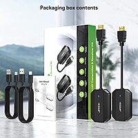 HDMI Wireless Transmitter & Receiver 1080P, Designed for Laptop, PC, Plug and Play, Support 2.4GHz and 5 GHz for Streaming Video/Audio from Laptop, PC to HDTV/Projector/Monitor. Model : 1RX+1TX.