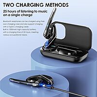 Bluetooth 5.1 Wireless Headset, Earpiece with 1000mAh Charging Case 72 Hours Talking Time Built-in Microphone for iOS Android Cell Phone, Handsfree Headphone for Driving Office Work