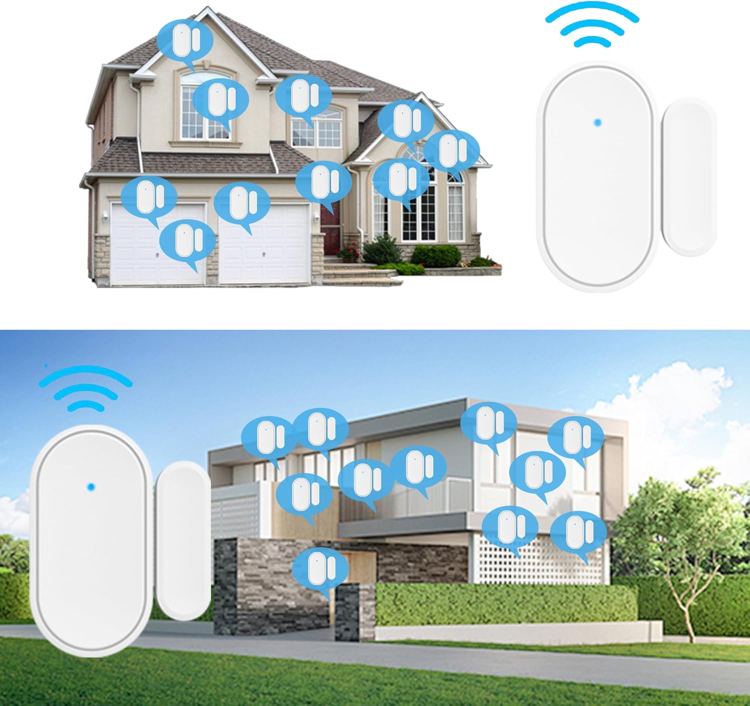 Avance Wireless (RF 433MHz, not Wifi) Long Range Door Window Sensor. Compatible With Avance Alarm System Control Panel Only . Does Not Work With Wifi On Stanalone Basis. Compatible with Alexa