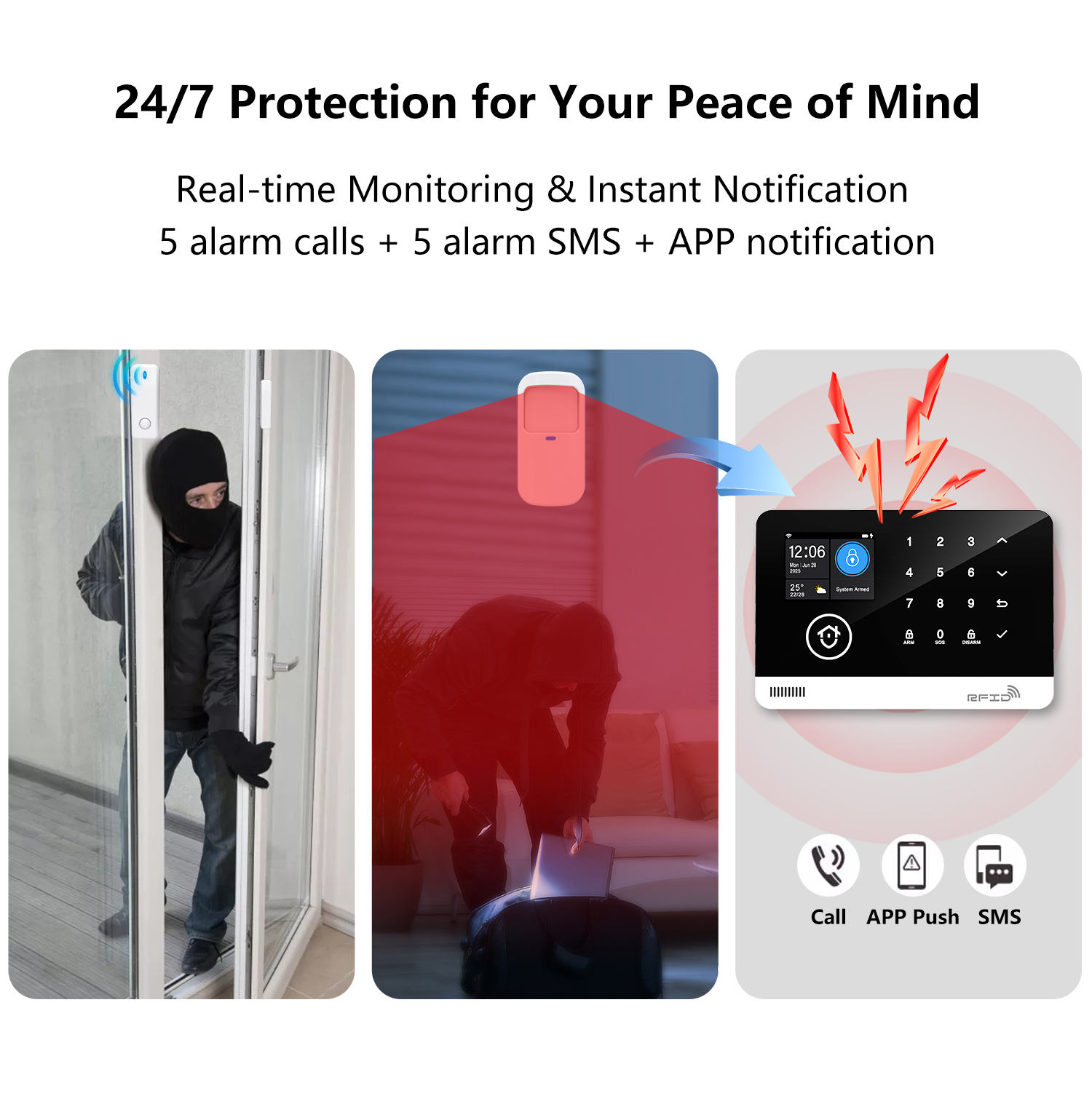 New Avance Dual Band (2G -GSM+ WiFi) Touchpad Security Alarm System with Door & PIR Motion Sensor, Remote, 2.4" TFT Screen Not Compatible with Jio SIM. Compatible with Alexa,Google Assistant & 2G SIM