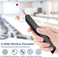 Norwii N75 Wireless 2.4G Rechargable 360 mAh Battery Red Laser Presenter Pointer Clicker with Page Up Dn Hyperlink Function for Windows iOS Not Compatible with LCD LED TV Screen (Black)