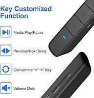 Norwii N75 Wireless 2.4G Rechargable 360 mAh Battery Red Laser Presenter Pointer Clicker with Page Up Dn Hyperlink Function for Windows iOS Not Compatible with LCD LED TV Screen (Black)