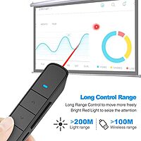 Norwii N75 Wireless 2.4G Rechargable 360 mAh Battery Red Laser Presenter Pointer Clicker with Page Up Dn Hyperlink Function for Windows iOS Not Compatible with LCD LED TV Screen (Black)
