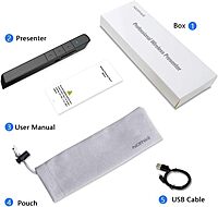 Norwii N75 Wireless 2.4G Rechargable 360 mAh Battery Red Laser Presenter Pointer Clicker with Page Up Dn Hyperlink Function for Windows iOS Not Compatible with LCD LED TV Screen (Black)
