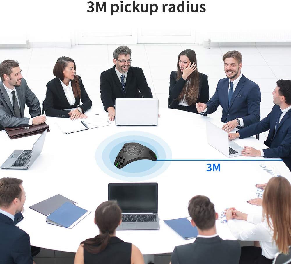 USB Wired Conference Speakerphone with Dual USB Hub, Noise Reduction/Echo Cancellation, 360° Voice Pickup & Noise Reduction. Suitable for Small Business Meetings Having max 8-10 People