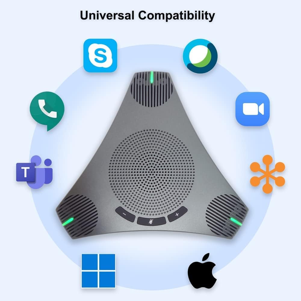 USB Wired Conference Speakerphone with Dual USB Hub, Noise Reduction/Echo Cancellation, 360° Voice Pickup & Noise Reduction. Suitable for Small Business Meetings Having max 8-10 People