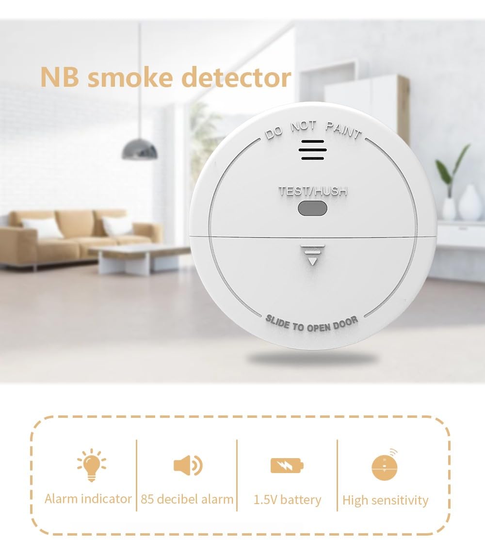 Avance Wireless (433 MHz, not WiFi) Smoke Detector, Battery Powered, Smoke Alarm with LED Lights - Avance Dual Band Alarm System (Control Panel/Hub) Required for Alert On Mobile