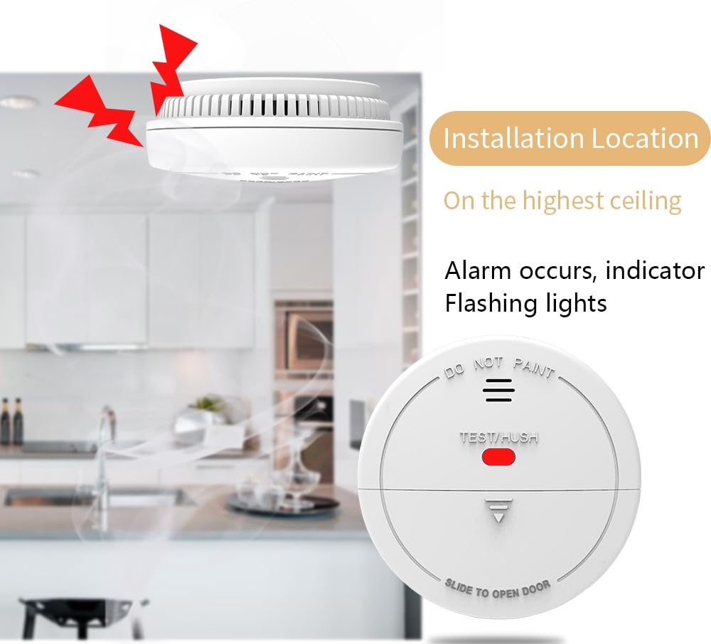 Avance Wireless (433 MHz, not WiFi) Smoke Detector, Battery Powered, Smoke Alarm with LED Lights - Avance Dual Band Alarm System (Control Panel/Hub) Required for Alert On Mobile